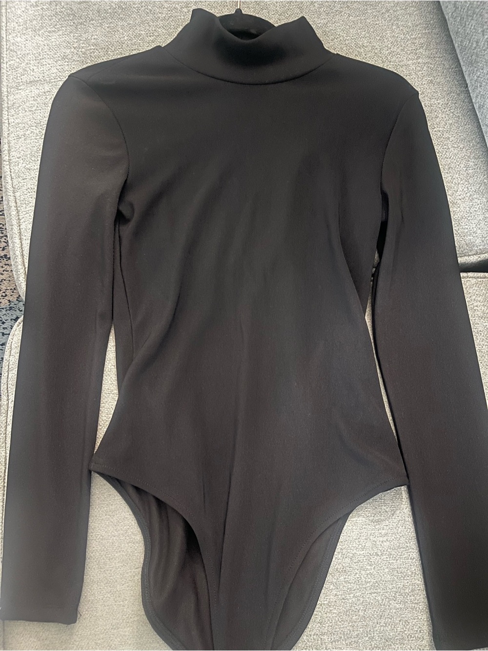 ZARA NWOT Open Back Black Long Sleeve Mock Turtleneck Bodysuit